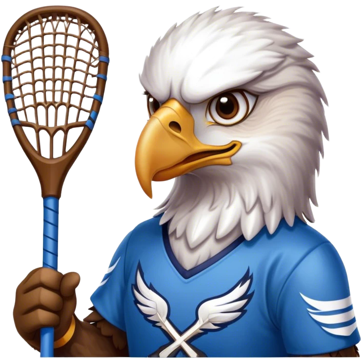 Eagle with lacrosse stick blue jersey emoji