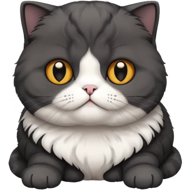 black scottish fold cat with white on the chest emoji