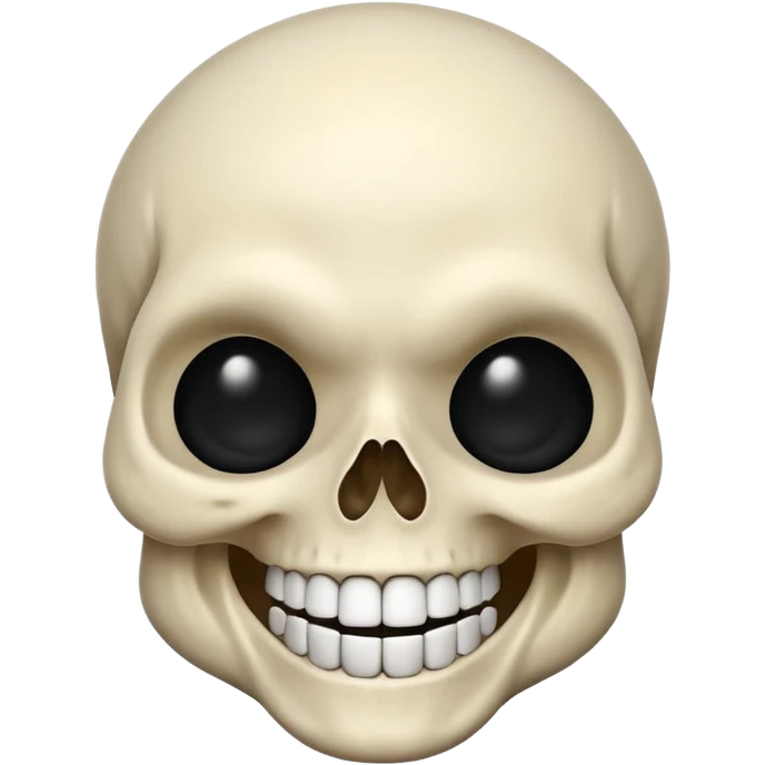 laughing skull, iOS emoji style, tilted head, squinting eyes, big grin, playful expression emoji