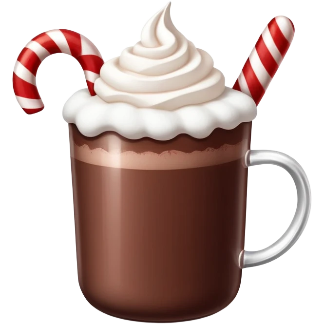 Hot chocolate with marshmallows and bits of candy cane emoji
