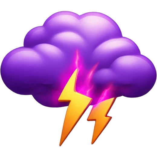 Cloud with a purple Lightning and fire  emoji