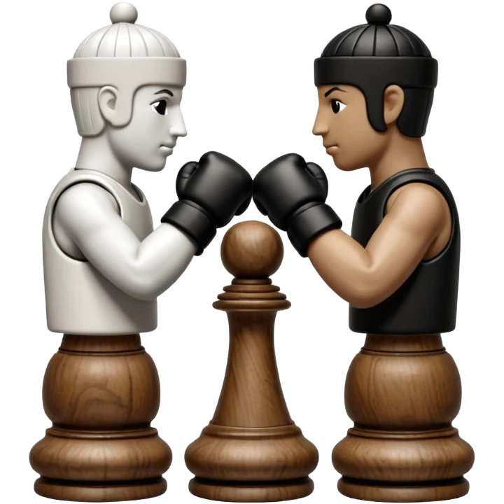 Chess pieces boxing, holding guard and jabbing emoji