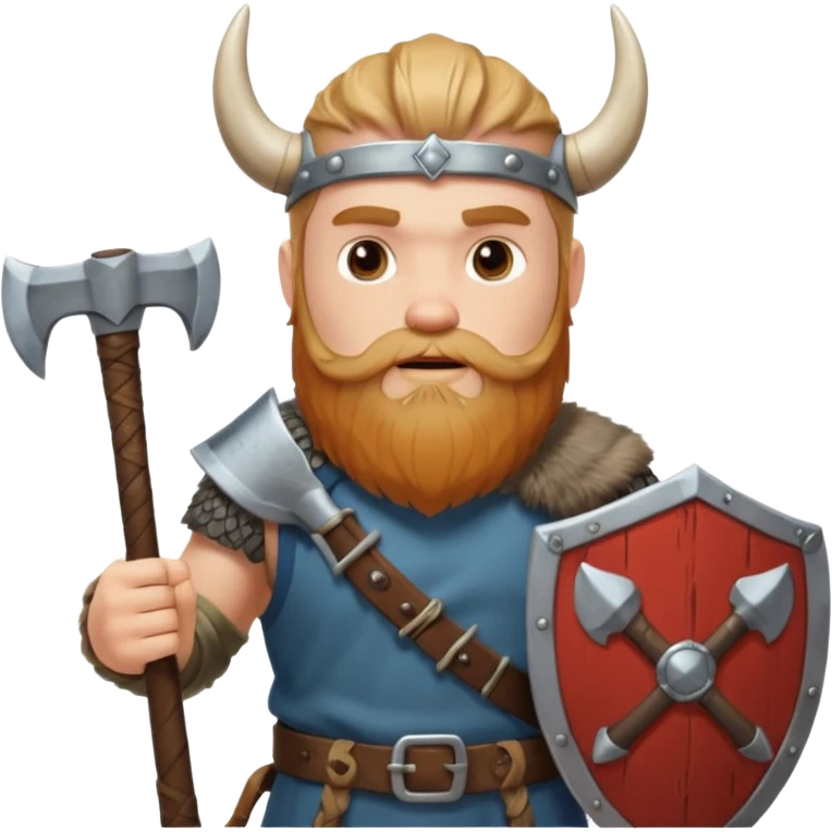 Bearded viking holding axe and shield emoji