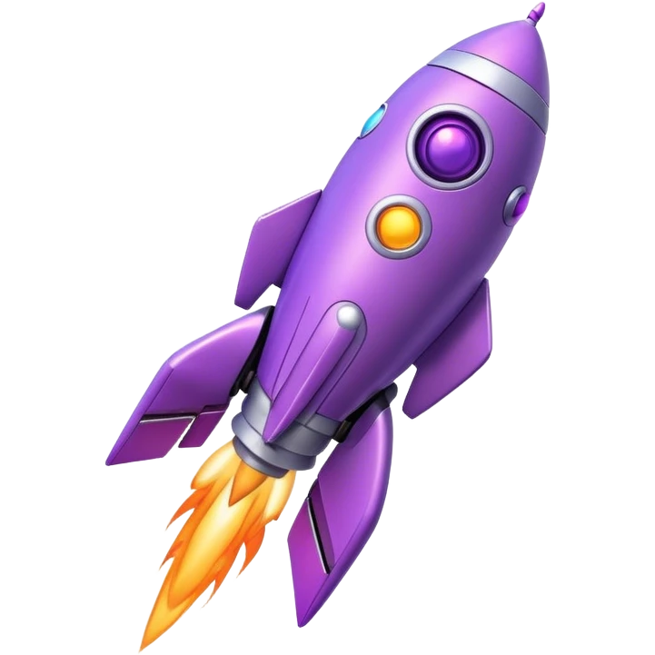 cute purple robot riding rocket emoji