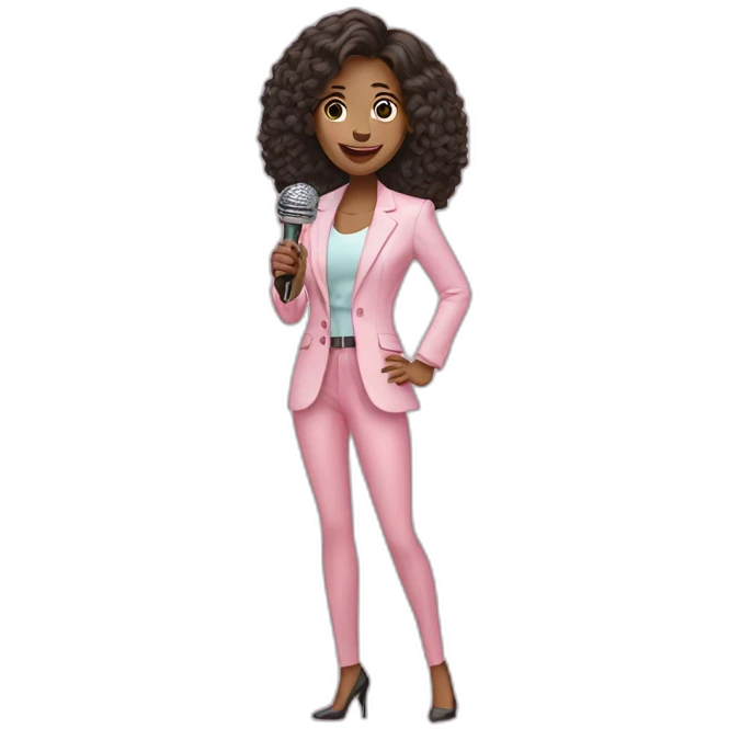 Pretty Woman wearing a Baby Pink Blazer , Holding A microphone  emoji