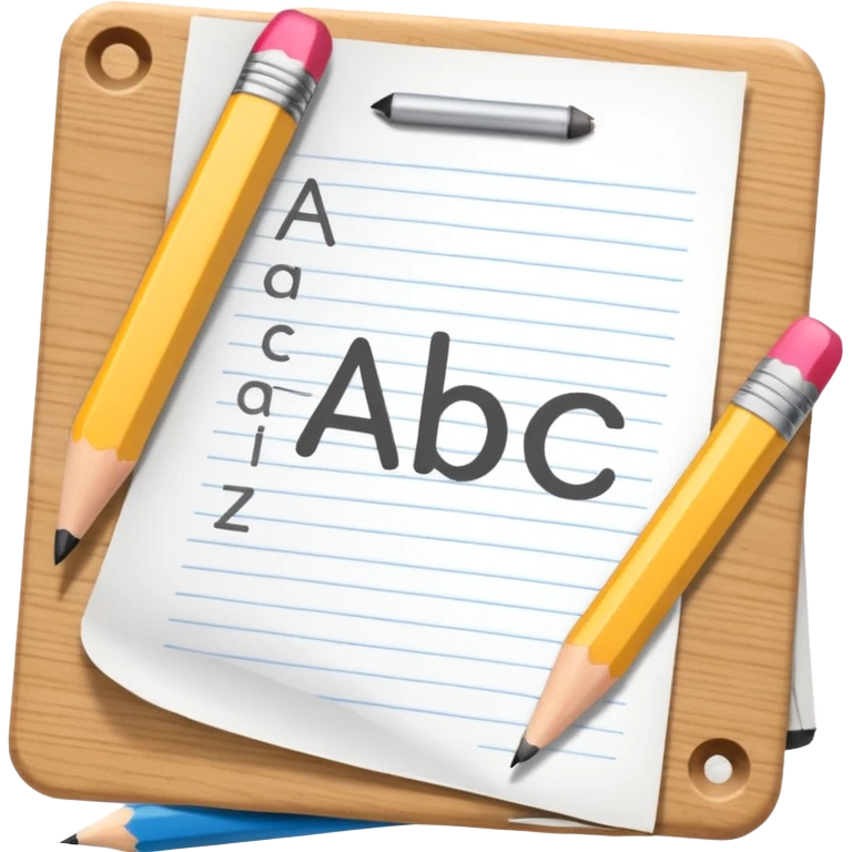 exam paper with “ABC” letters and a pencil emoji