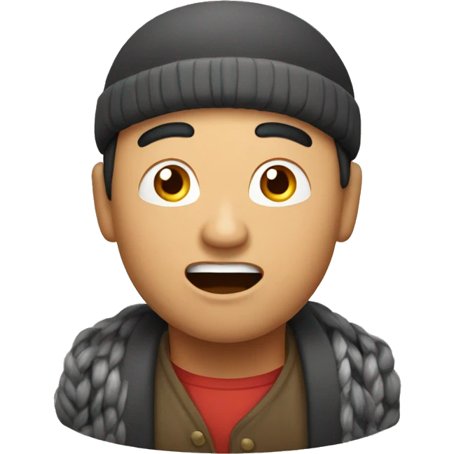 Kyrgyz man have a surprised emoji