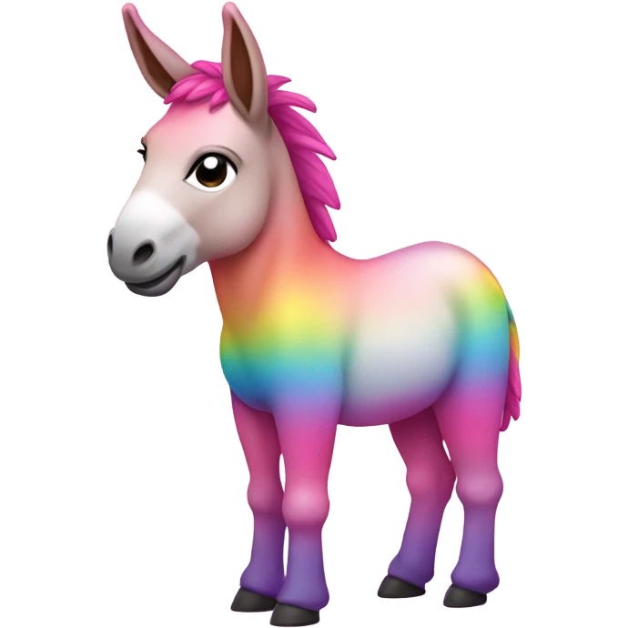 Pink ombre rainbow full body donkey with glitter and pink face  emoji