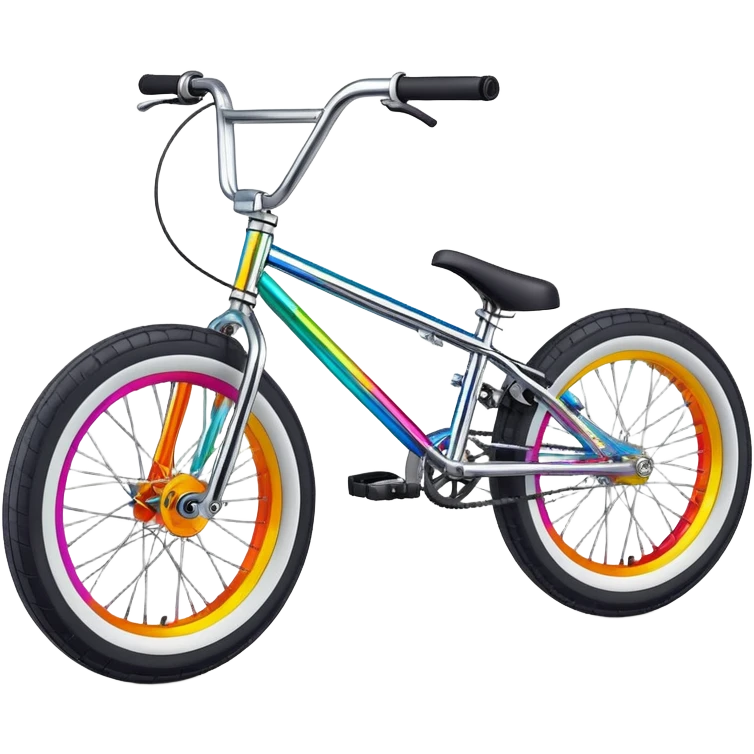 Brightly colored BMX stunt bicycle, clear detailed view, chrome accents, small wheels, freestyle BMX bike design emoji