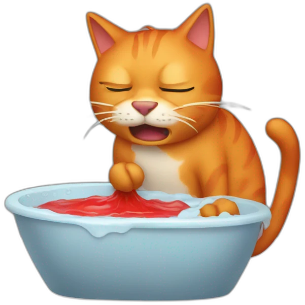 a red cat vomiting emoji