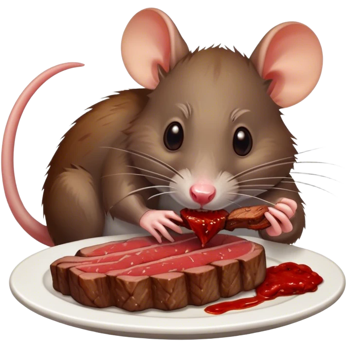 A rat eating steak emoji