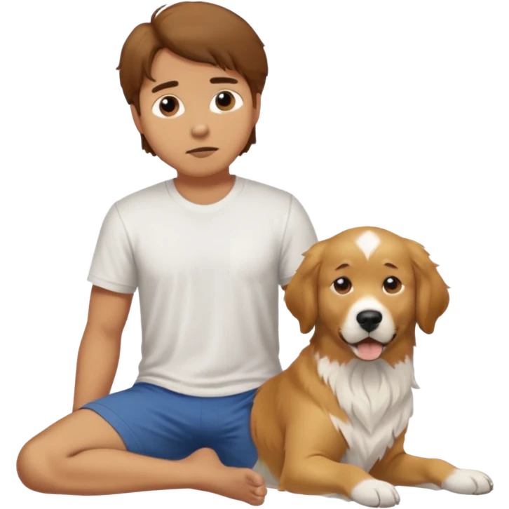 Dog pooping on a man emoji