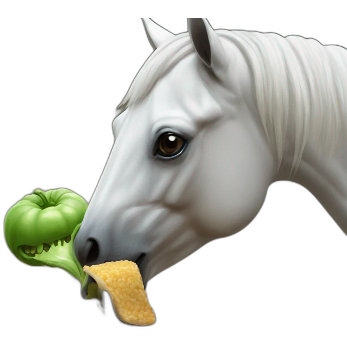 A horse eating alien emoji