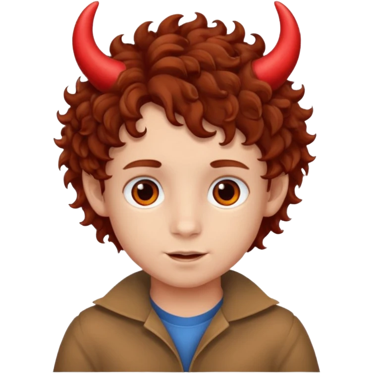 curly hair boy kid with small red horns emoji