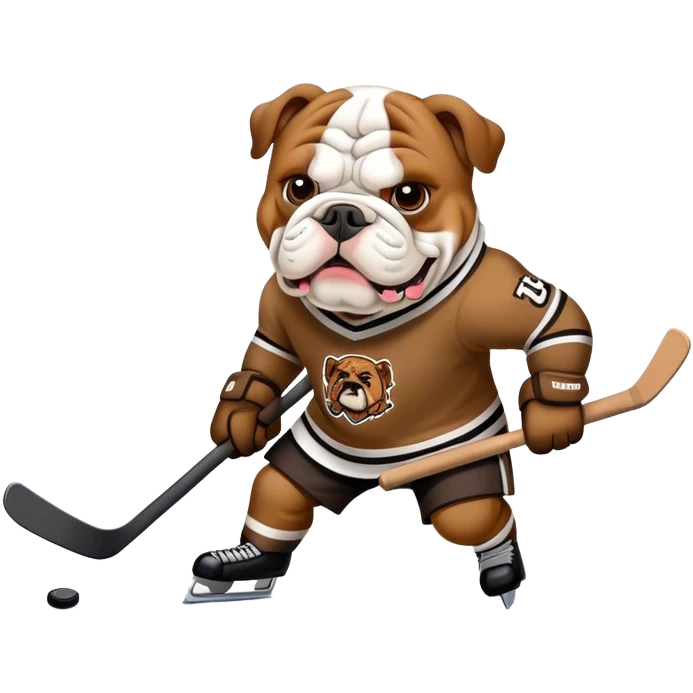 A bulldog playing hockey emoji