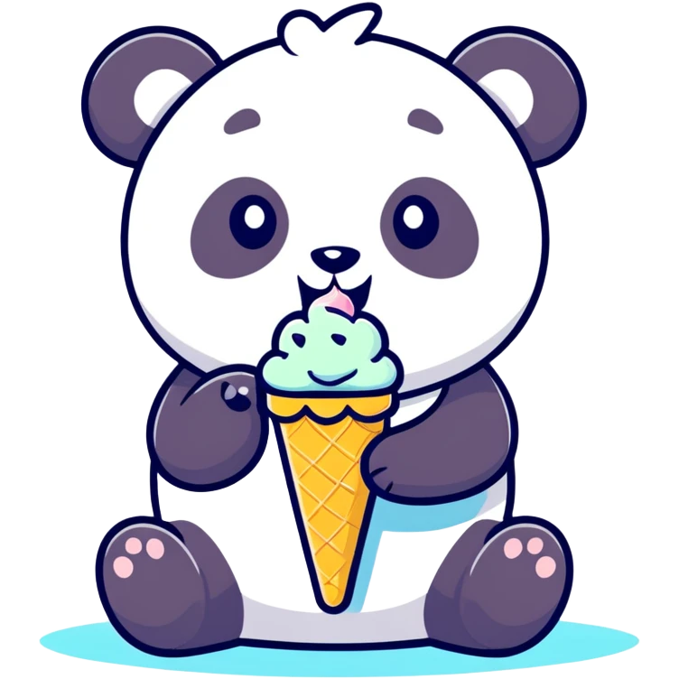 Panda eating ice cream emoji