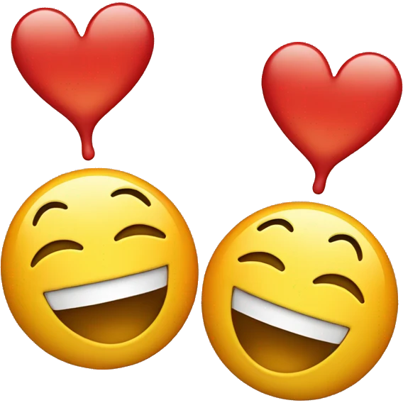 Laughing out emoji but the two teardrops peeking out its sides are replaced with two red hearts emoji