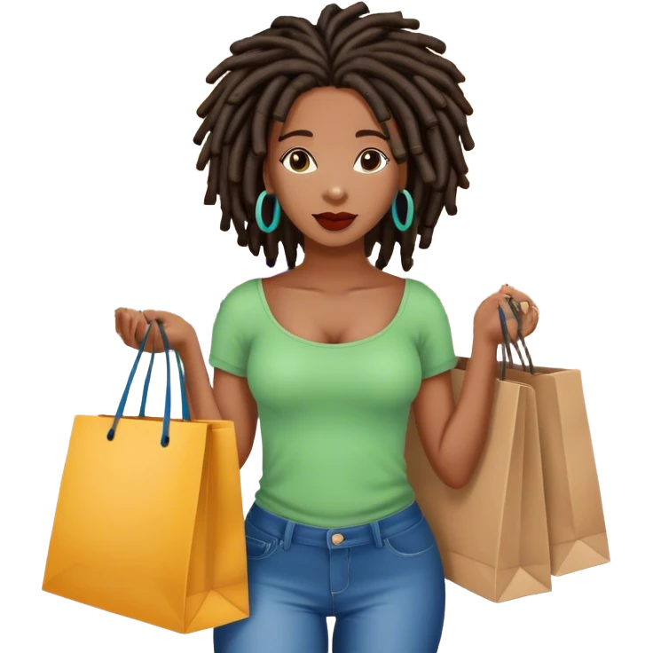 Black woman with locs shopping mall emoji