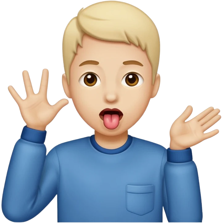 Sticking tongue out with hands to the side emoji