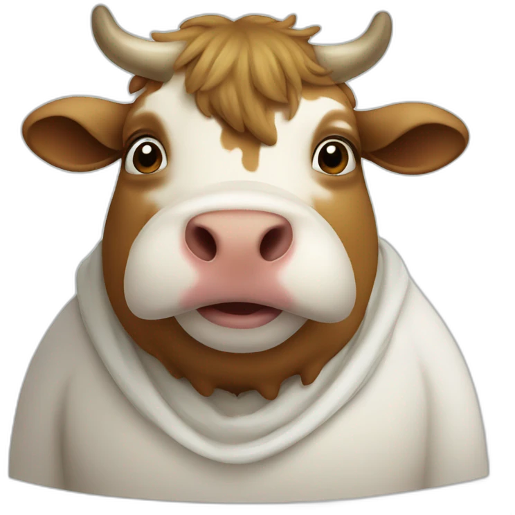 Fat cow dressed as jesus emoji