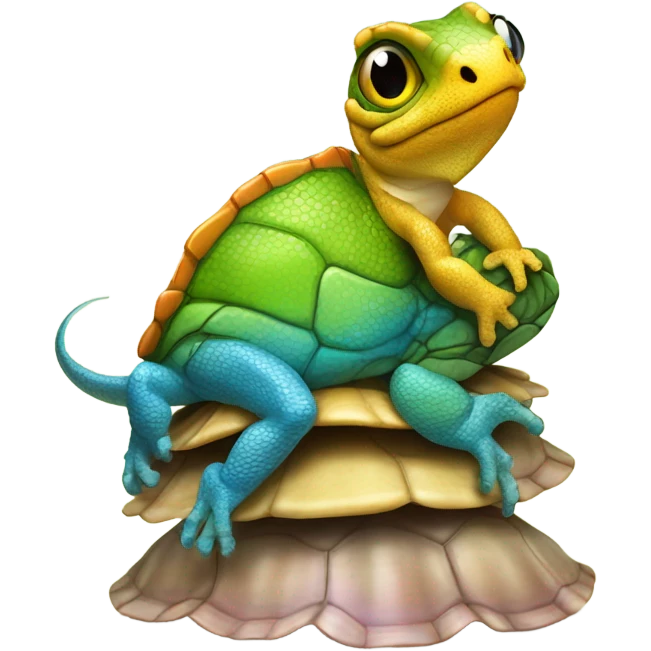 lizard riding a turtle  emoji