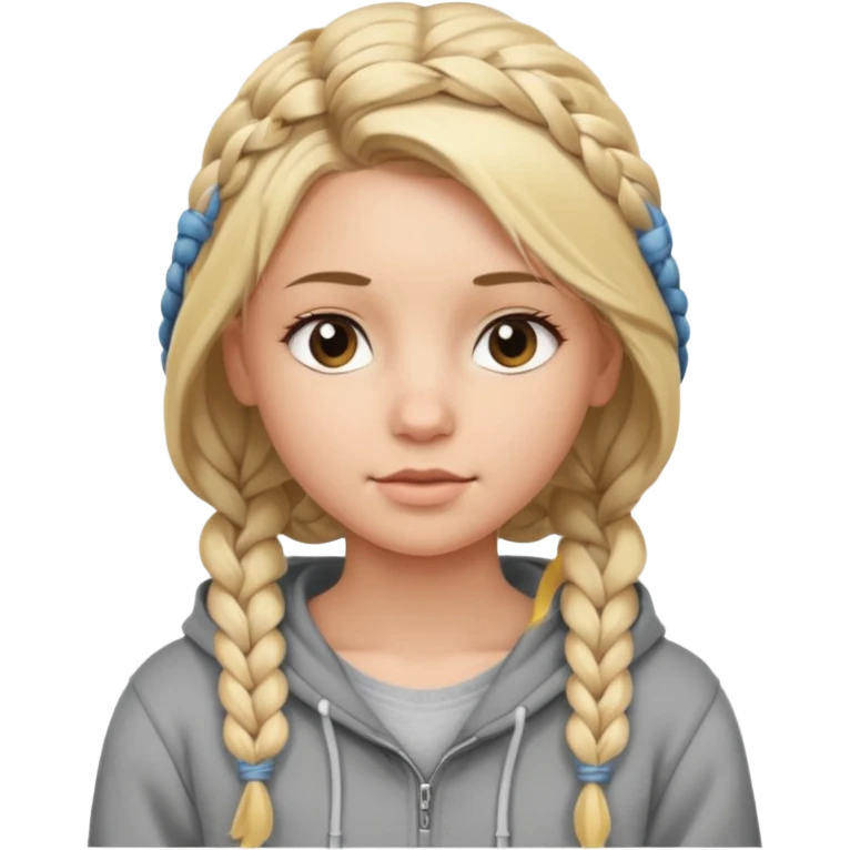 braided blonde girl with hoodie emoji