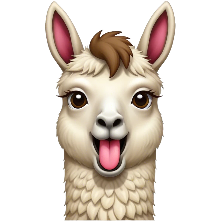 llama silly face, long tongue sticking out emoji