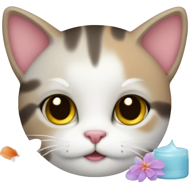 Cute cat with spa items emoji