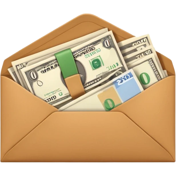 Banknotes in brown envelopes emoji