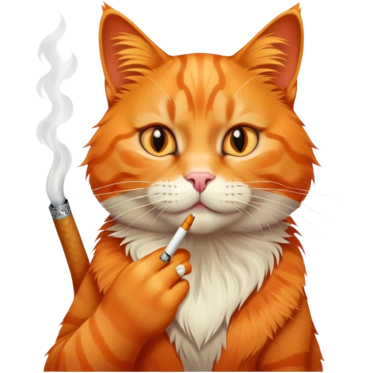 Orange cat with a cigarette  emoji