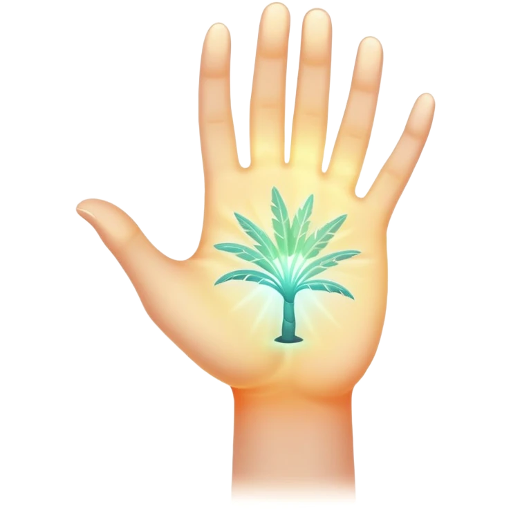 ethereal glowing hand with symbolic palm lines emoji