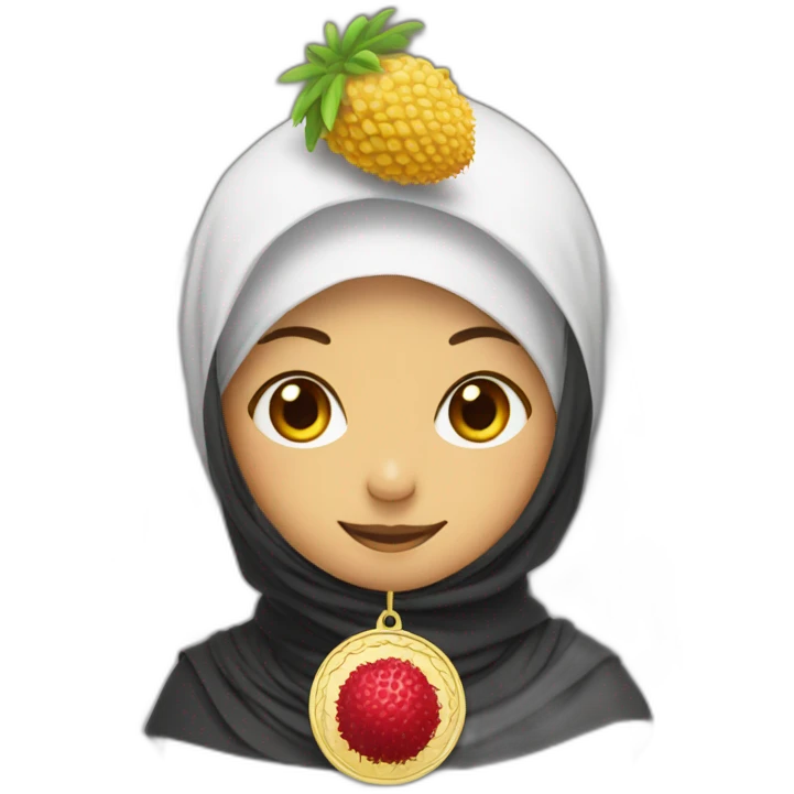 Rambutan with hijab and medal emoji