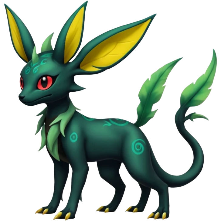 Dark Edgy Salandit-Leafeon-Umbreon-Fakémon-hybrid-creature (full body)  emoji