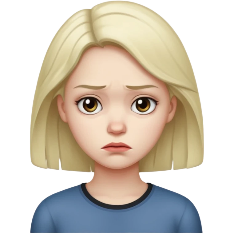 A young woman dieter with a gloomy expression emoji