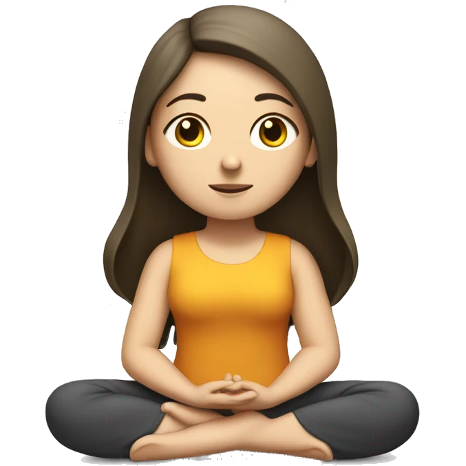 White brunette girl sitting meditating  emoji