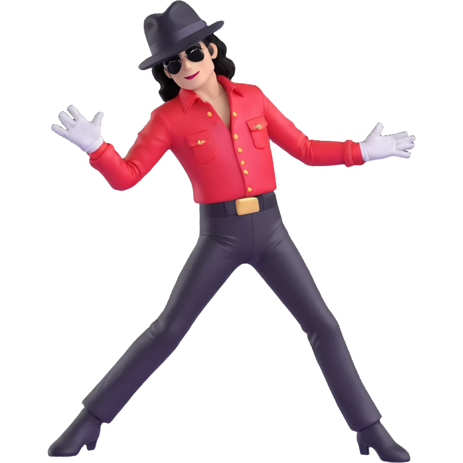 Michael Jackson iconic pop star wearing signature hat and glove, performing dance move pose 3 emoji