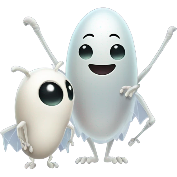 A cricket and a ghost being friends emoji