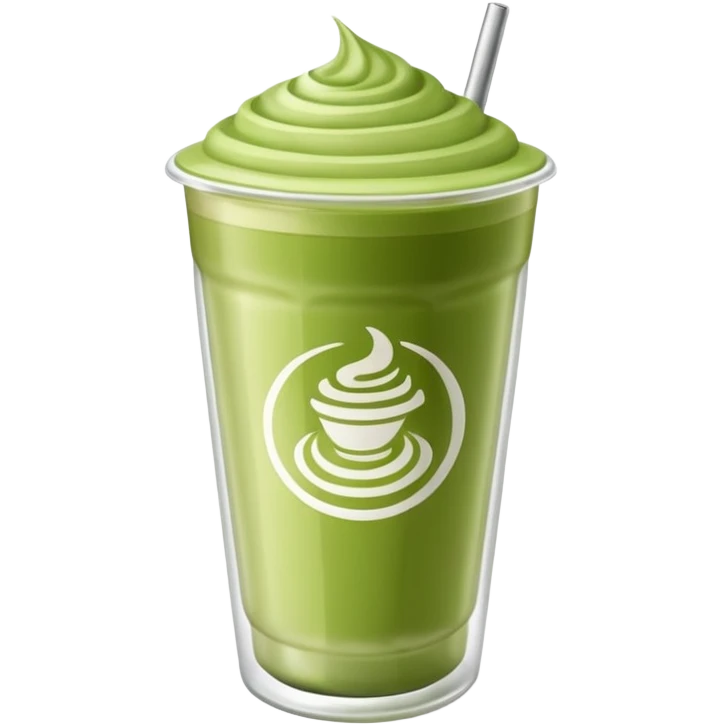 A clear glass with matcha latte. The glass should be a takeaway one, similar to Starbucks', but clear and without the logo. I'd like the latte to blend with the matcha. emoji