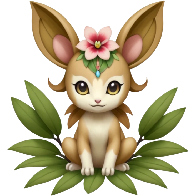 Cute Romantic Realistic  Floral Meloetta-Digimon-Pokémon-Fakémon-hybrid-fusion, full body emoji