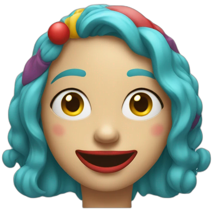 Woman with happy clown face Shrugging emoji