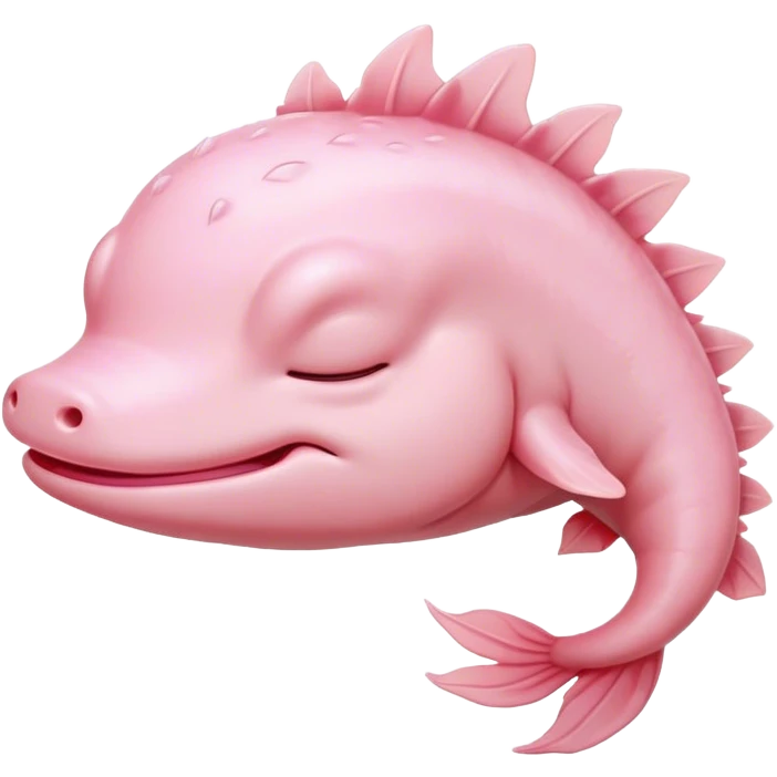 Meme-Worthy Cute Sleeping Axolotl Portrait Emoji, Head resting peacefully with a contented smile, showcasing a slender, graceful body with smooth, pale pink skin and gently drooping feathery gills, eyes shut in a serene nap, Simplified yet hilariously adorable features, highly detailed, glowing with a soft, drowsy light, high shine, relaxed and utterly lovable, stylized with an air of playful laziness, bright and heartwarming, soft glowing outline, capturing the essence of a comically sleepy aquatic friend, so meme-worthy it feels like it could instantly become the next viral sensation of adorable slumber! emoji