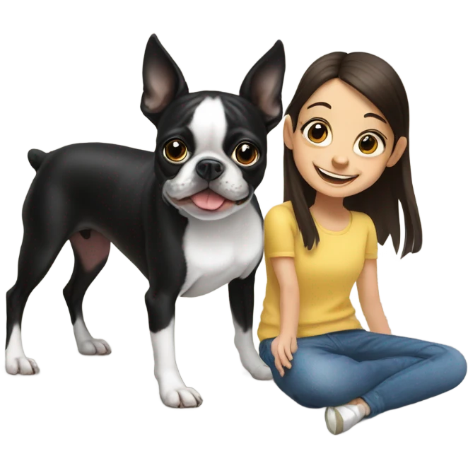 Boston terrier with girl emoji
