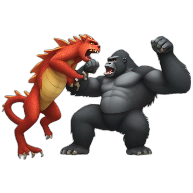 Gorilla fighting a Dragon emoji