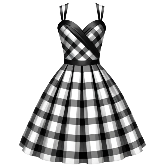 Very elegant Black and white tartan gala dress in shiny taffetas emoji