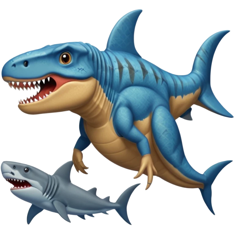 Dinosaur swimming with shark emoji