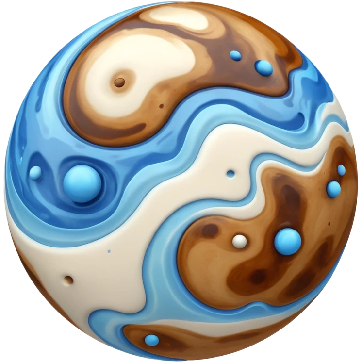 sphere globe planet, surface covered with white gas and stream emoji