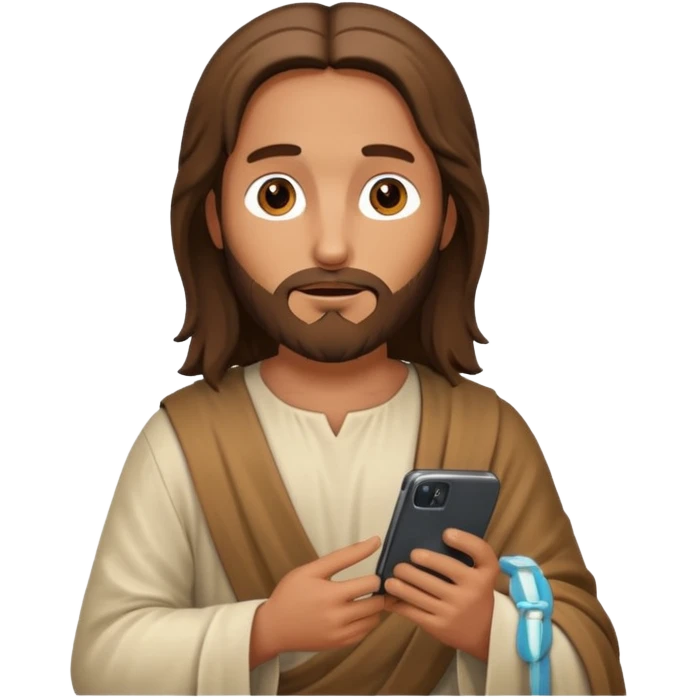 Jésus sur son téléphonesur son téléphone en train de le regarder emoji