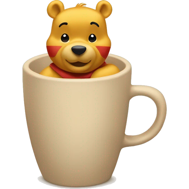 Beige coffee cup with Winnie the Pooh emoji