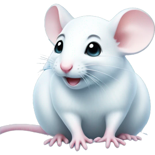 Cute white mouse inside block of ice emoji