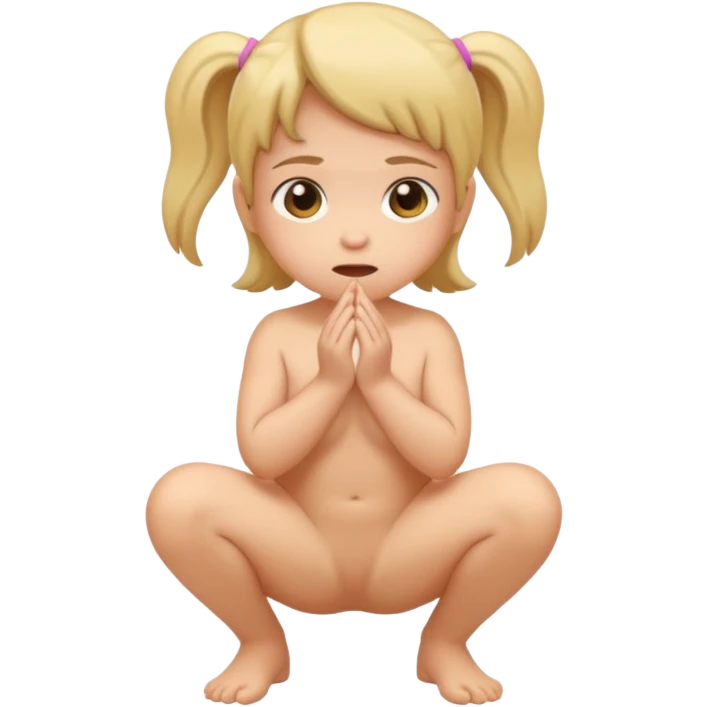 Child girl pooping naked squatting emoji